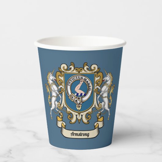 Gobelets En Papier Armstrong Clan Badge Bleu Personnalisé (Recto)