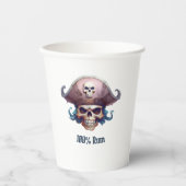 Gobelets En Papier Arr ! Pirate Boys "100% rhum" plaisanterie Anniver (Recto)