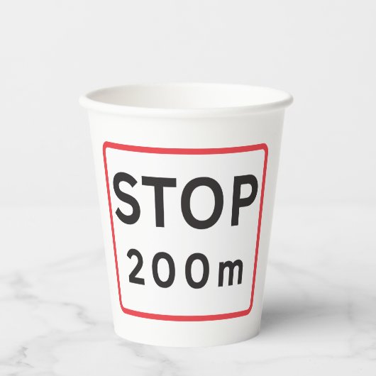 Gobelets En Papier Arrêt 200m Signal routier Sécurité de la signalisa (Recto)