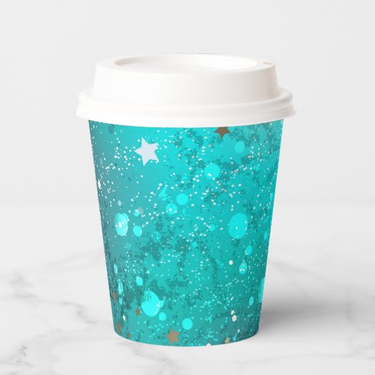 Gobelets En Papier Arrière - plan à huile Turquoise de la menthe (Recto)