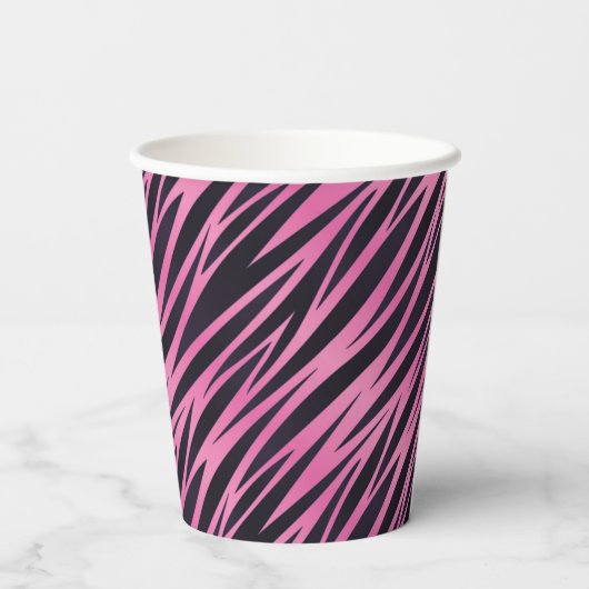Gobelets En Papier Arrière - plan rose Zebra Stripe (Verso)