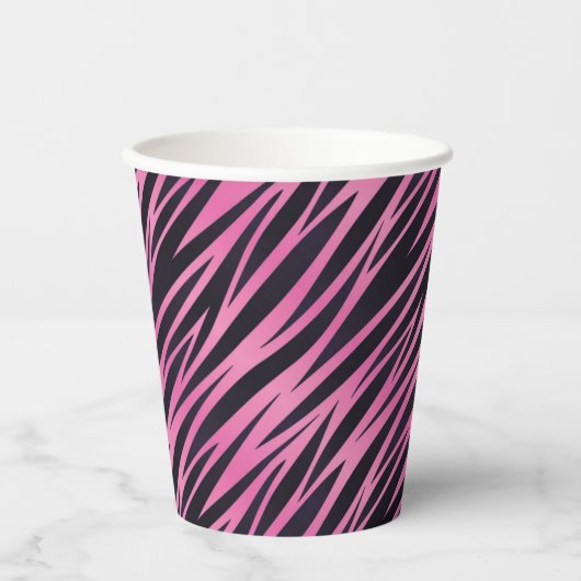 Gobelets En Papier Arrière - plan rose Zebra Stripe (Recto)