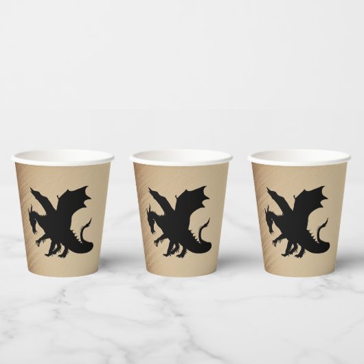 Gobelets En Papier Arrière - plan rustique Black Dragon (Multi)
