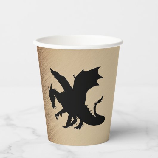 Gobelets En Papier Arrière - plan rustique Black Dragon (Recto)