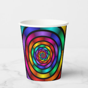 Gobelets En Papier Arrondi et psychédélique coloré Art moderne fracta