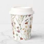 Gobelets En Papier Arrosage de mariage bohème aux aquarelles de fleur (Recto)