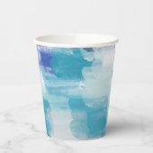 Gobelets En Papier Art abstrait aquarelle turquoise et gris moderne (Gauche)