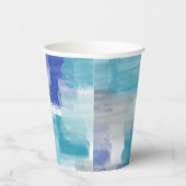 Gobelets En Papier Art abstrait aquarelle turquoise et gris moderne (Droite)