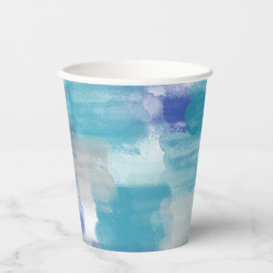 Gobelets En Papier Art abstrait aquarelle turquoise et gris moderne
