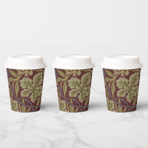 Gobelets En Papier Art de vigne rouge vert William Morris