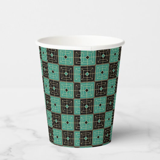 Gobelets En Papier Art Déco Gold et Motif vert (Droite)