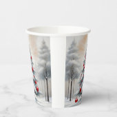 Gobelets En Papier Art Déco Noël Rouge Ornements hiver (Gauche)