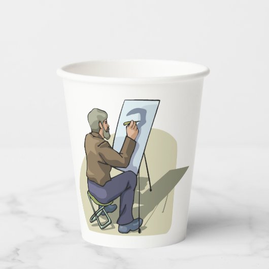 Gobelets En Papier Artiste Au Travail (Recto)