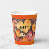 Gobelets En Papier Artiste Colorful Coeurs heureux Thanksgiving (Recto)