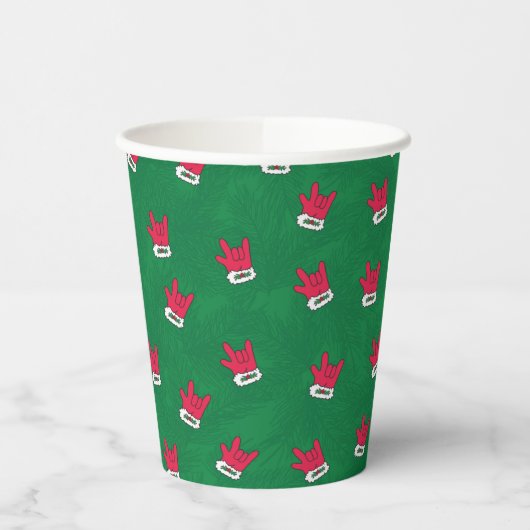 Gobelets En Papier ASL ILY Santa Glove red paper cups (Gauche)