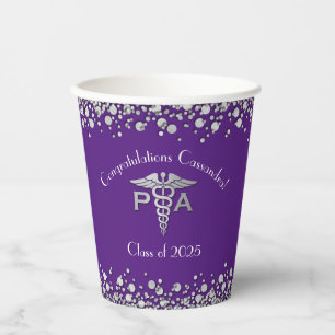 Gobelets En Papier Assistant de médecin PA Diplômé Violet Argent