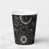 Gobelets En Papier astrologie magique tarot boho motif céleste (Verso)
