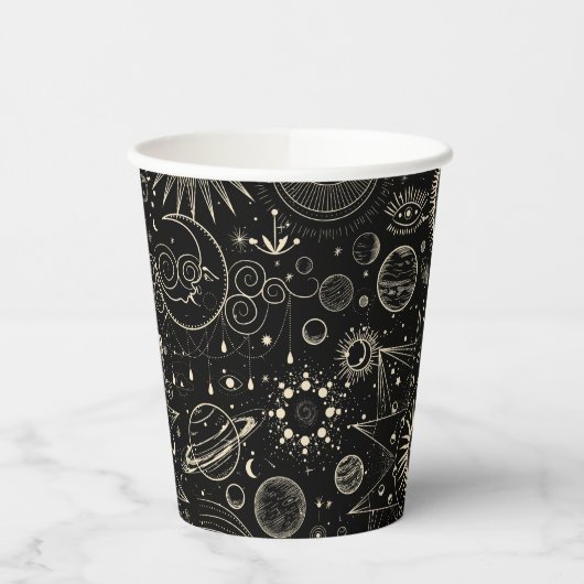 Gobelets En Papier astrologie magique tarot boho motif céleste (Gauche)