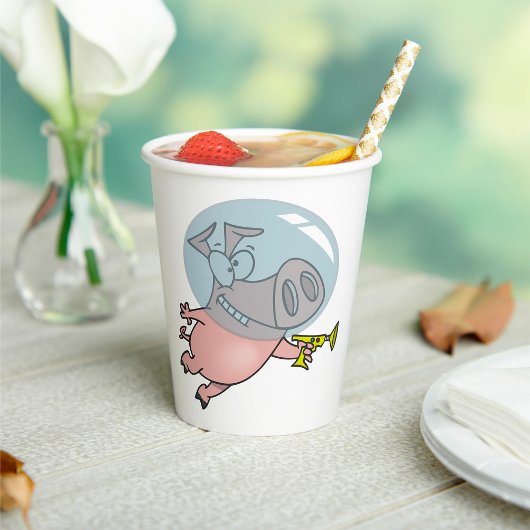 Gobelets En Papier Astronaut De Cochon Spatial Avec Phaser