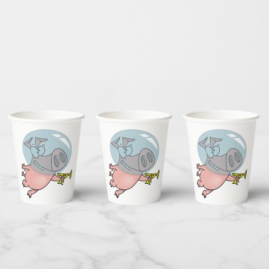 Gobelets En Papier Astronaut De Cochon Spatial Avec Phaser