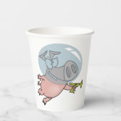 Gobelets En Papier Astronaut De Cochon Spatial Avec Phaser (Recto)