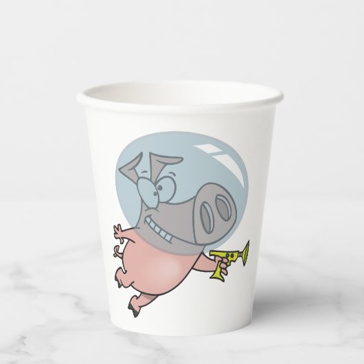 Gobelets En Papier Astronaut De Cochon Spatial Avec Phaser (Recto)