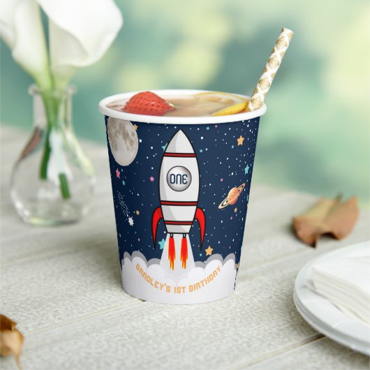 Gobelets En Papier Astronaut Rocket Espace extra-atmosphérique 1er an (Insitu)