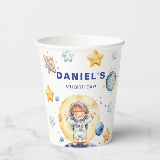 Gobelets En Papier Astronaut Space-Themed Custom Birthday Party (Verso)