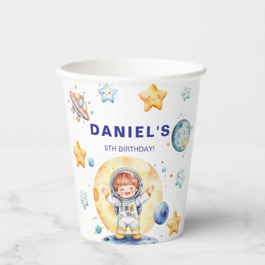 Gobelets En Papier Astronaut Space-Themed Custom Birthday Party (Recto)