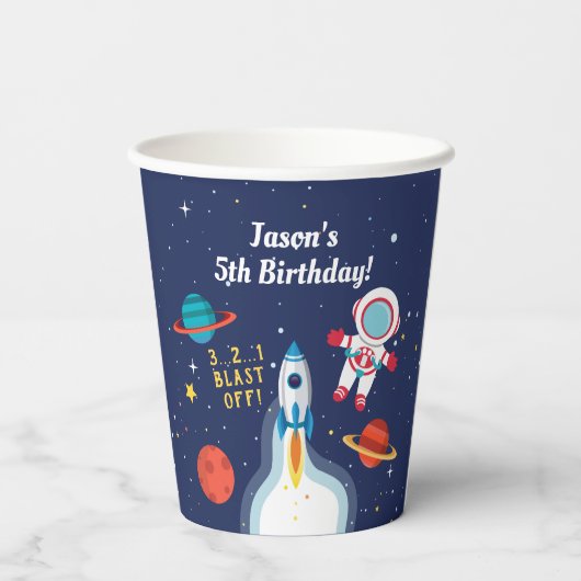 Gobelets En Papier Astronaut vaisseau spatial Rockship (Verso)