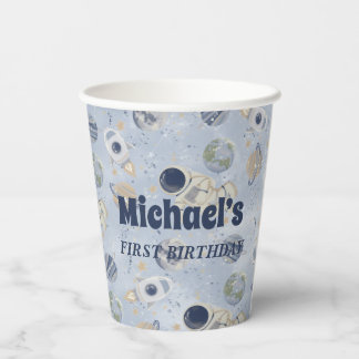 Gobelets En Papier Astronaute de la galaxie spatiale