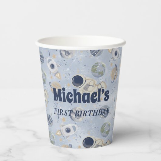 Gobelets En Papier Astronaute de la galaxie spatiale (Verso)