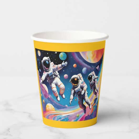 Gobelets En Papier Astronautes Spaceman Dans Un Pastel Galaxy (Verso)