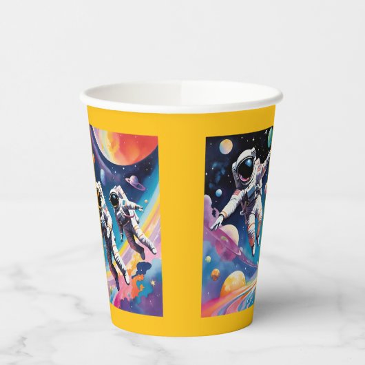 Gobelets En Papier Astronautes Spaceman Dans Un Pastel Galaxy (Gauche)