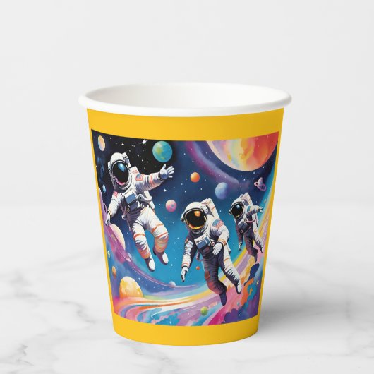 Gobelets En Papier Astronautes Spaceman Dans Un Pastel Galaxy (Recto)