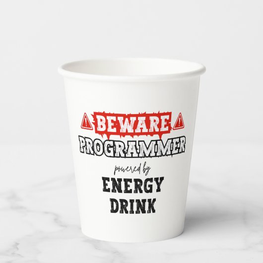 Gobelets En Papier Attention : Programmeur Alimenté Par Une Boisson D (Verso)