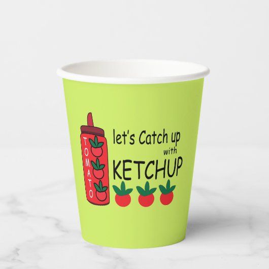 Gobelets En Papier Attrapons-nous avec Ketchup Party (Recto)