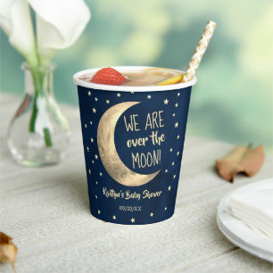Gobelets En Papier Au-Dessus De La Lune BABY SHOWER