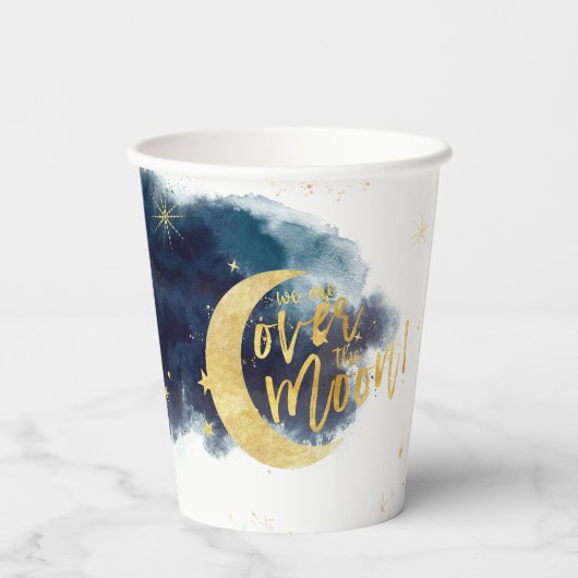 Gobelets En Papier Au-dessus du Baby shower bleu Moon Gold Stars (Verso)