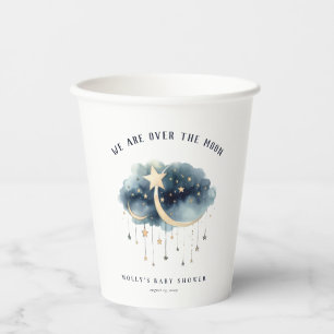 Gobelets En Papier Au-dessus du Baby shower Moon Gold Stars