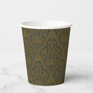 Gobelets En Papier Audsley Or Vintage Gold Lily Couronne Vert Damassé