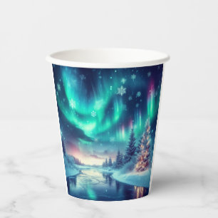 Gobelets En Papier aurora borealis/Noël/hiver