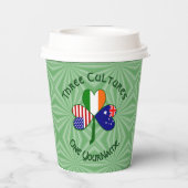 Gobelets En Papier Australian Irish USA Shamrock Personalized Text (Verso)