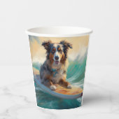 Gobelets En Papier Australian Shepherd Beach Surfing Peinture
