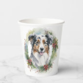 Gobelets En Papier Australian Shepherd Christmas Wreath Festive Pup (Recto)