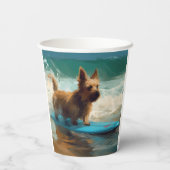 Gobelets En Papier Australian Terrier Beach Surfing Paining (Verso)