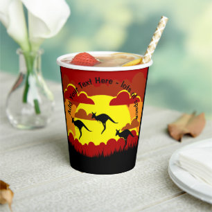 Gobelets En Papier Australie Kangaroos Coupes de papier rouge noir ja