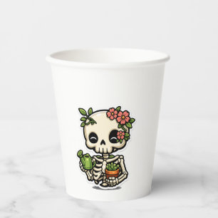 Gobelets En Papier Autocollant de jardinier squelette floral Kawaii m