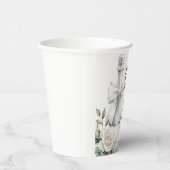 Gobelets En Papier Autocollants Élégants Fleurs Blanches Brunch et Bu (Droite)