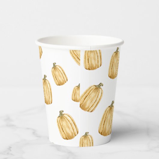 Gobelets En Papier Automne Aquarelle Orange Citrouille Party (Droite)